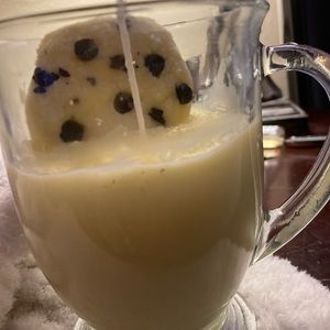Chocolate chip scented cookie and milk candle made by me